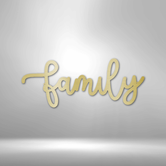 Family Script Steel Sign Laser Cut Powder Coated Home & Office Metal Wall Decor